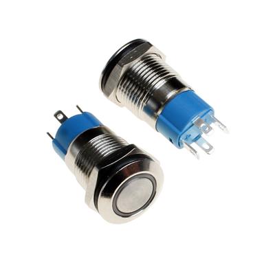 METAL SWITCH WATERPROOF WITH LIGHT SELF-LOCKING 12MM | کلید فشاری فلزی چراغ دار قطر 12 میلی متر