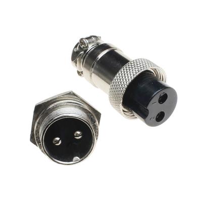 CONNECTOR GX16-2 M&F | CONNECTOR GX16-2 | کانکتور فلزی نظامی 2 پین GX16