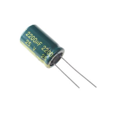 2200UF 25V-13*21-105C-GREEN | LF222M1EBKJ1321VGN | خازن الکترولیت 2200 میکرو فاراد 25 ولت