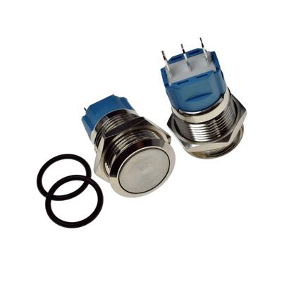 METAL SWITCH WATERPROOF NO LIGHT SELF RESETTING 16MM | کلید فشاری فلزی قطر 16 میلی متر