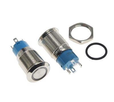 METAL SWITCH WATERPROOF WITH LIGHT SELF-LOCKING 12MM | کلید فشاری فلزی چراغ دار قطر 12 میلی متر