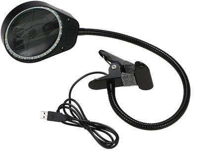 MAGNIFYING GLASS WITH CLIP AND LED | ذره‌بین بغل میزی گیره‌ای انعطاف‌پذیر با نور پس‌زمینه LED