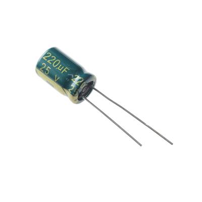 220UF 25V-8*12-105C-GREEN | LF221M1EBKJ0812VGN | خازن الکترولیت 220 میکرو فاراد 25 ولت