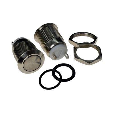 METAL SWITCH WATERPROOF NO LIGHT SELF RESETTING 12MM | کلید فشاری فلزی قطر 12 میلی متر
