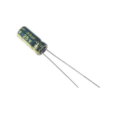 33UF 25V-5*11-105C-GREEN | LF330M1EBKJ0511VBK | خازن الکترولیت 33 میکرو فاراد 25 ولت